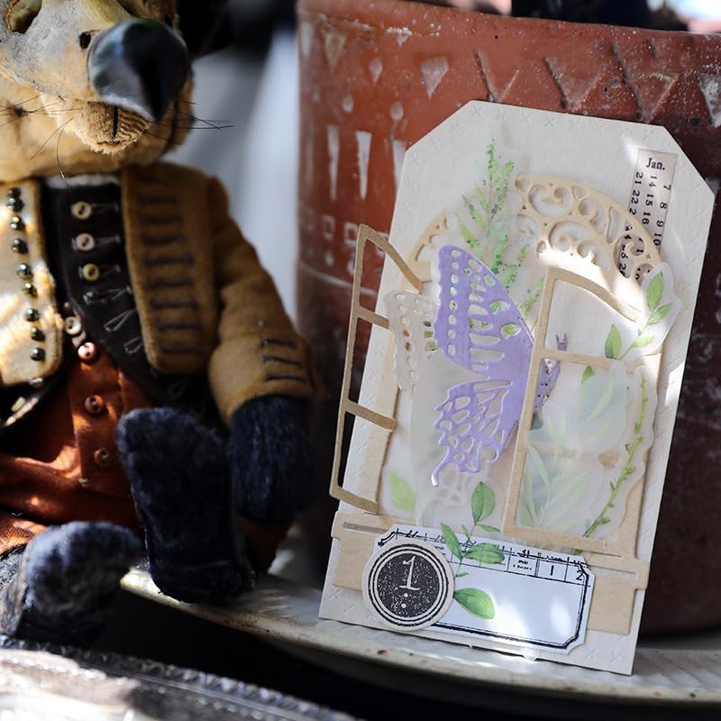 Vintage Vellum Stickers Floral Plants Elements Scrapbooking Supplies Flowers Botanic Natural Translucent Paper Self-Adhesive Junk-Journal Items (Spring Plants)