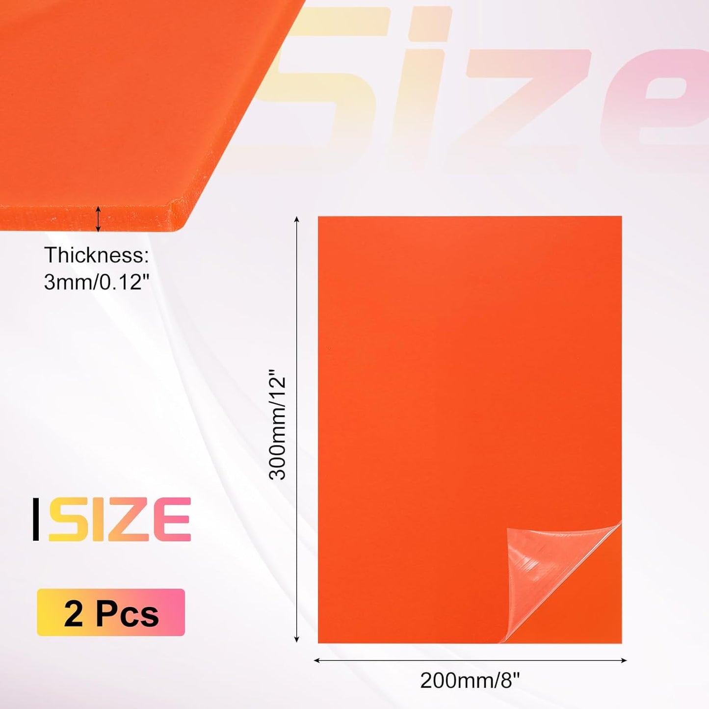 uxcell 2Pcs Acrylic Sheets 12x8 Inch Acrylic Panel 1/8 Inch-3mm Plastic Board for Picture Frames Sign Holders DIY Display Projects Craft, Orange