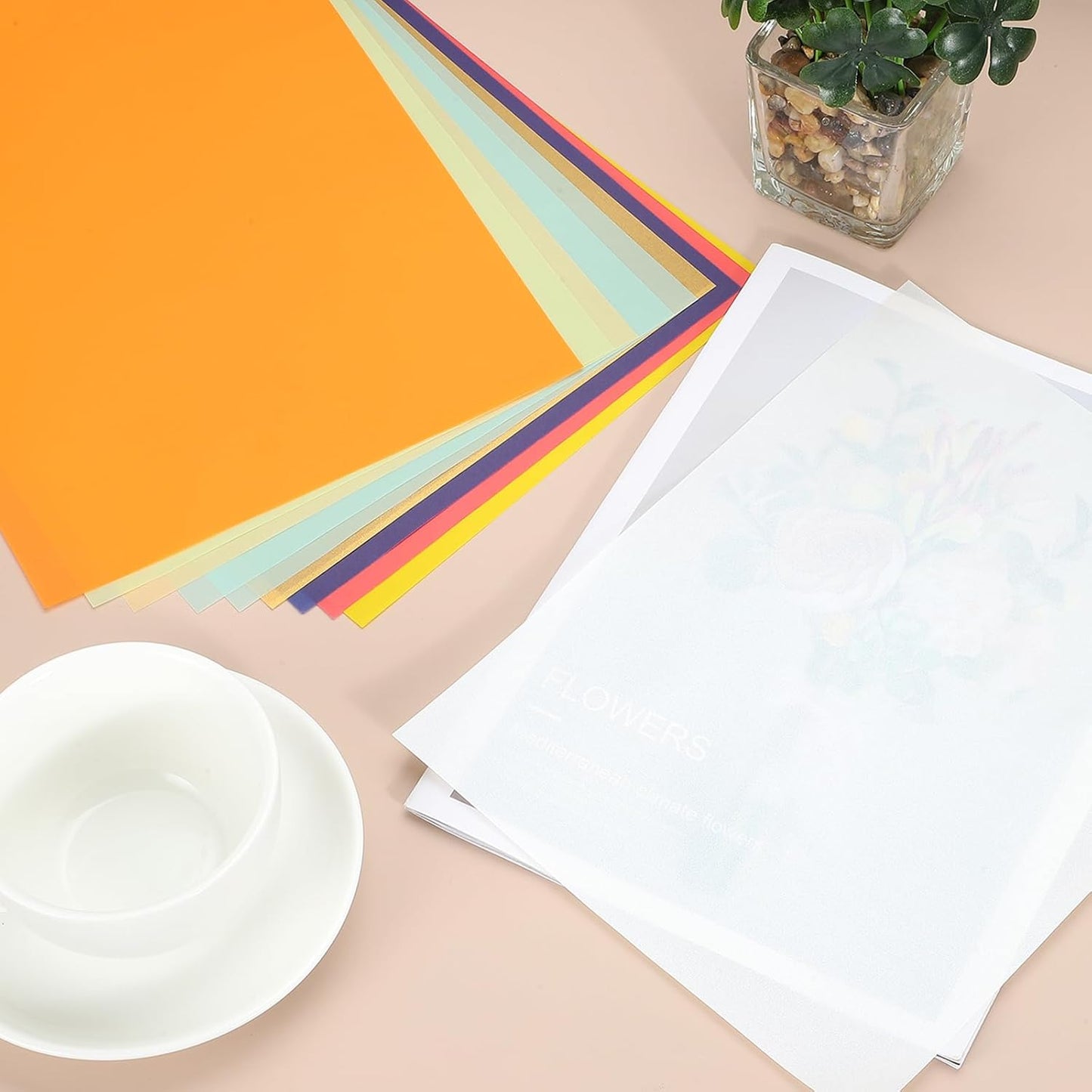 PATIKIL 60 Sheets Vellum Paper 8.5x11inches, Printable Translucent Paper 100GSM Colored for Invitations Laser Inkjet Printing Card Making Crafting Wedding Tracing, Multicolored