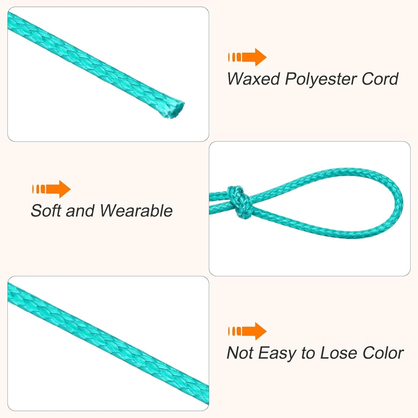 MECCANIXITY Waxed Cord 1mm Waxed Thread 87 Yard Wax String Leather Cord for Bracelet Making, Necklaces, Beading, Jewelry Making and DIY Crafts(Light Green)