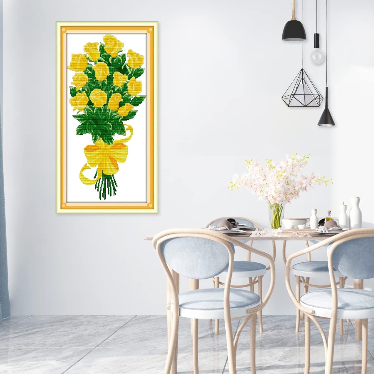 CROSSDECOR Cross Stitch Kits for Beginners DIY Crossstitching Preprinted kits Pattern Needlepoint Embroidery Craft Kits 14CT 2 Strands-11×20.5 inch，Gift (yellow)