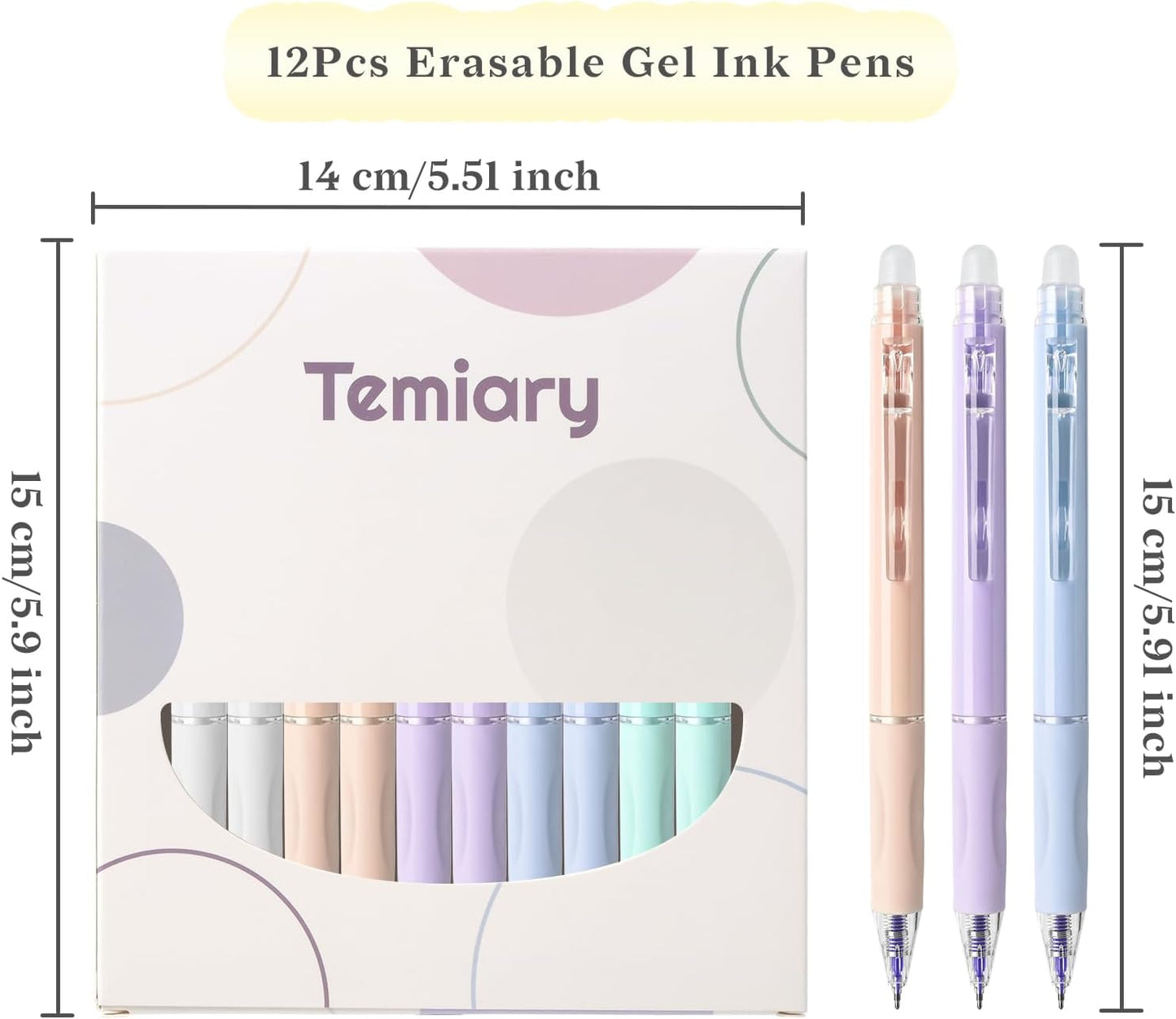 Temiary 10 Pcs Retractable Erasable Gel Pens, Fine Point 0.5 mm, Make Mistakes Disappear, Smooth Writing Gel Pen with Eraser for Journaling Note Taking Marking Planner Crossword Puzzles (Blue Ink)