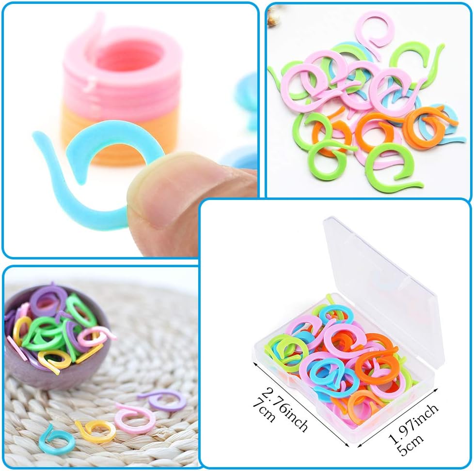 Lokunn 40Pcs Stitch Markers for Crocheting, Crochet Stitch Markers Ring, Multicolor Knitting Stitch Markers for Knitting and Crocheting, Small and Large Locking Markers