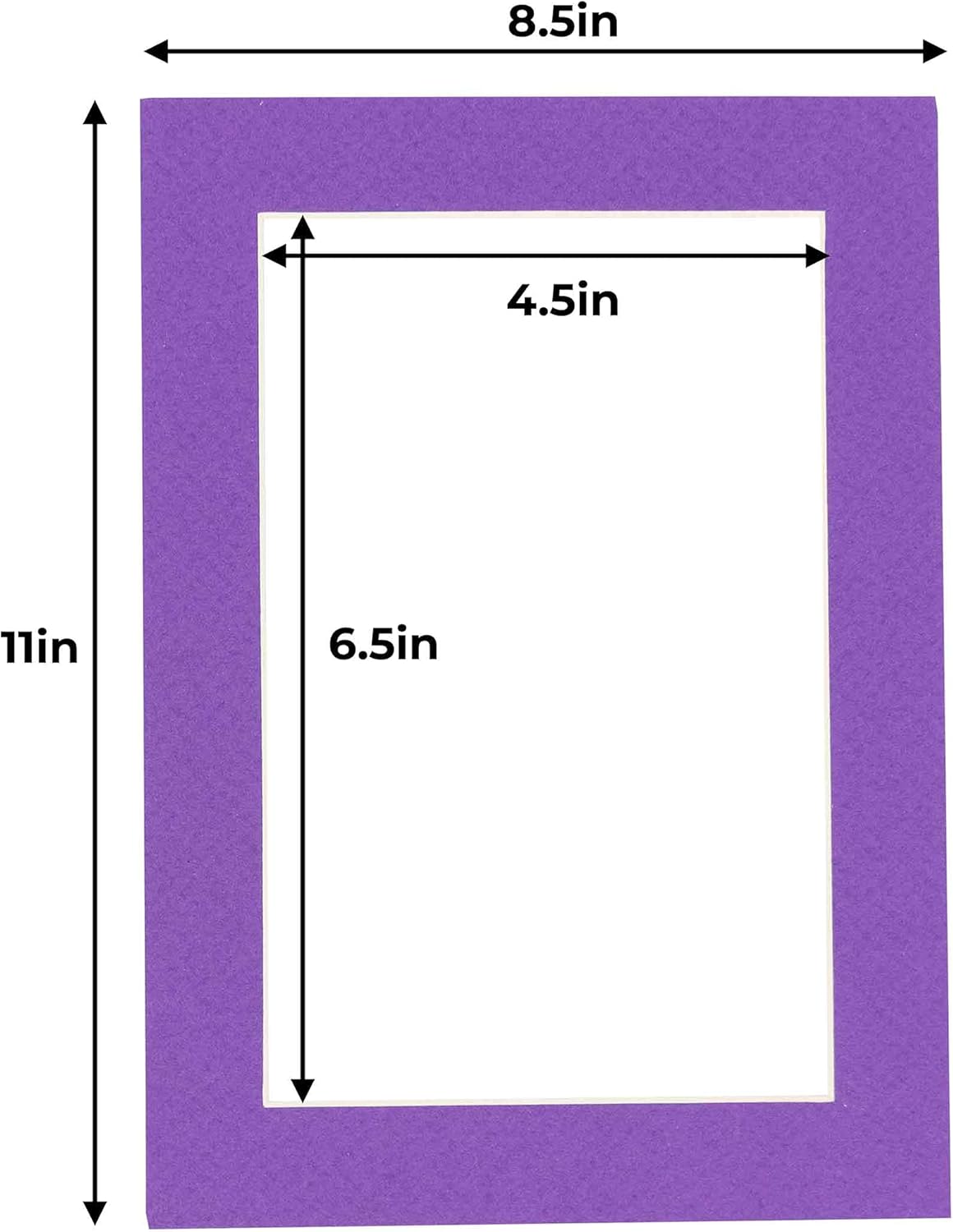 5x7 Mat for 8.5x11 Frame - Precut Mat Board Acid-Free Show Kit with Backing Board, and Clear Bags Purple 5x7 Photo Matte Made to Fit a 8.5x11 Picture Frame Matboard for Framing, Pack of 25 Mats