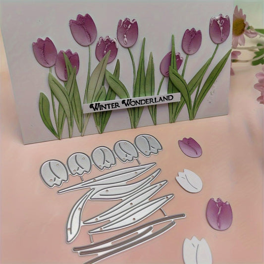 Lapoo Flowers Metal Cutting Die for Scrapbooking - Durable, Cut Stencils for DIY Scrapbook Photo Album Decorative Paper Card, Card Making Supplies, Embossing (Tulip New 3.3 x 2.9 in)