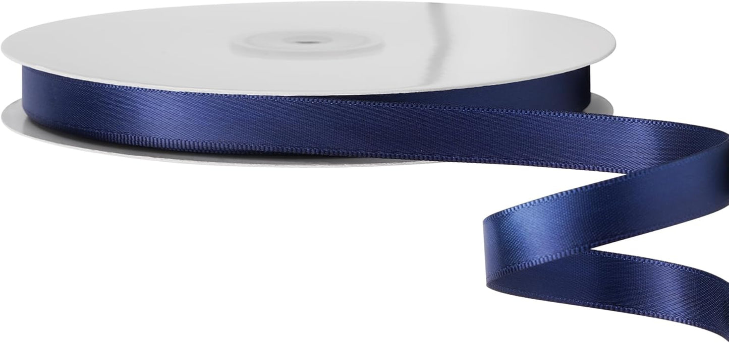 LIUYAXI Navy Blue Sain Ribbon, 1/2" X Continuous 50 Yards, Double Faced Fabric Ribbon Perfect for Gift Wrapping Wedding Christmas Birthday Floral Arrangement Craft