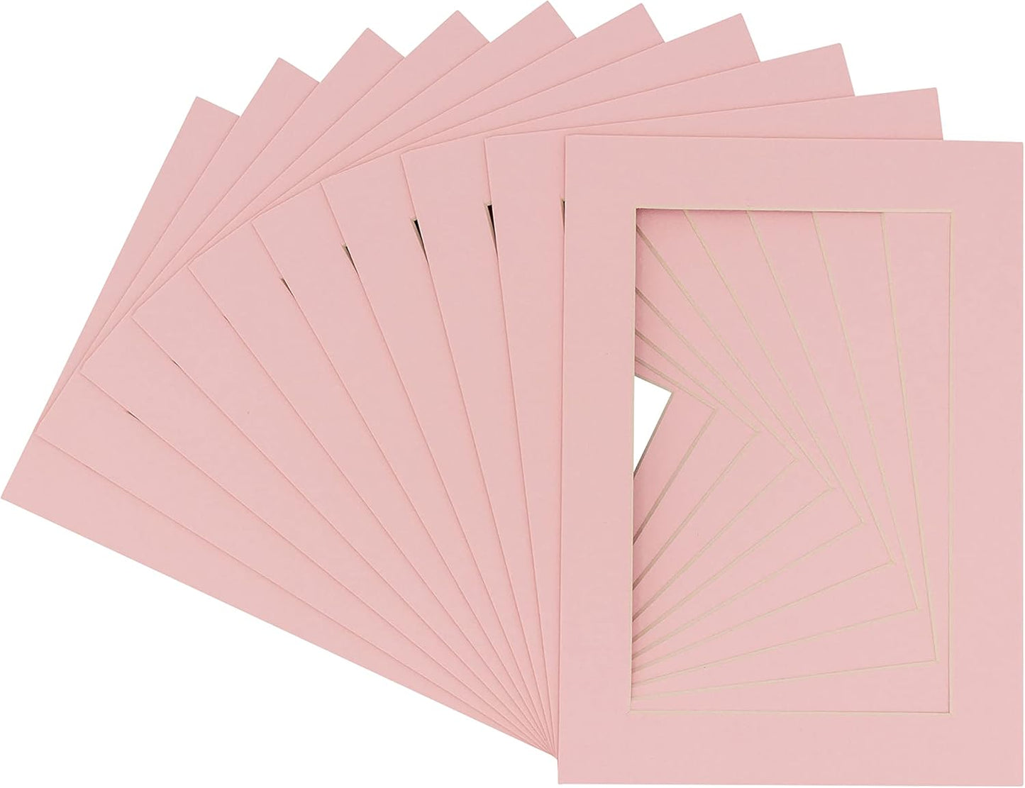 5x7 Mat for 8.5x11 Frame - Precut Mat Board Acid-Free Soft Pink 5x7 Photo Matte For a 8.5x11 Picture Frame, Premium Matboard for Family Photos, Show Kits, Art, Picture Framing, Pack of 100 Mats