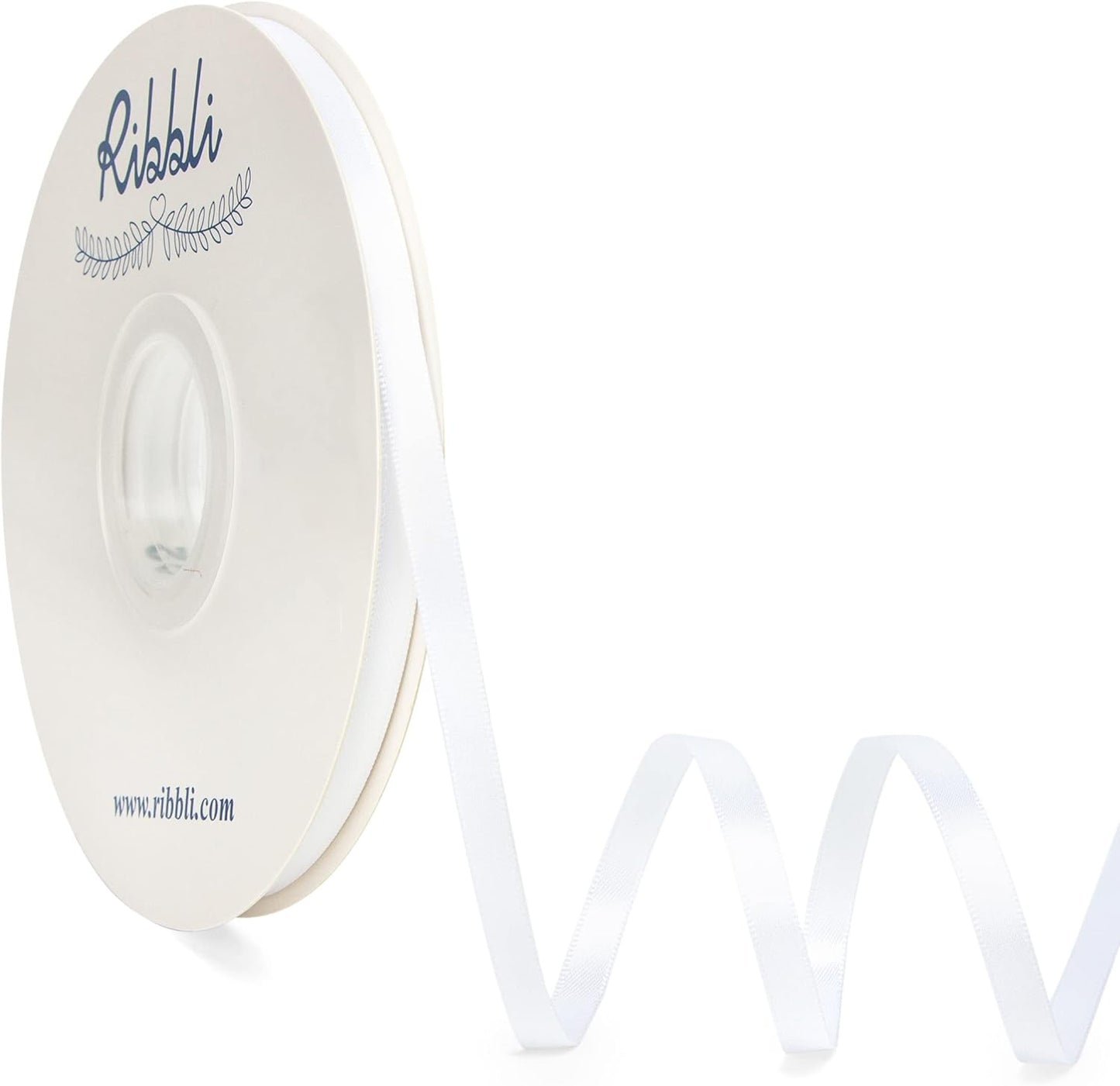 Ribbli White Satin Ribbon,Double Faced Satin 1/4 inch x Continuous 50 Yards,White Ribbon Use for Bows Bouquet,Gift Wrapping,Wedding Decoration,Floral Arrangement
