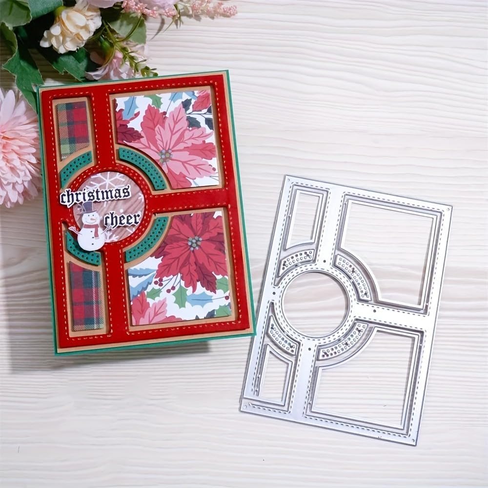 Lapoo Flowers Metal Cutting Die for Scrapbooking - Durable, Cut Stencils for DIY Scrapbook Photo Album Decorative Paper Card, Card Making Supplies (Cross Frame 5.6 x 3.9 in)