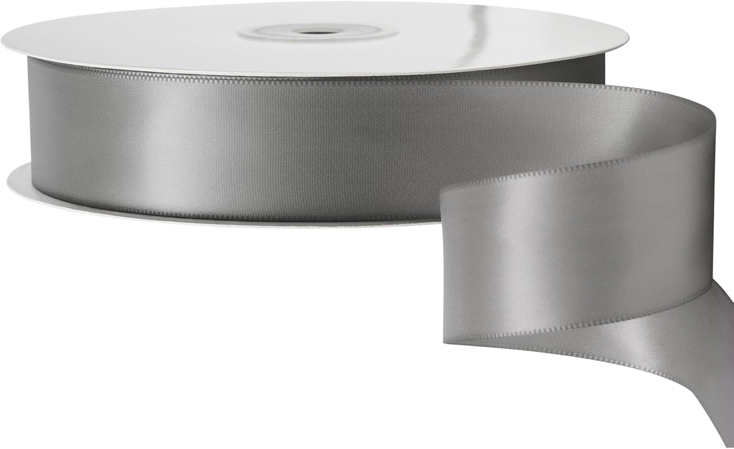 LIUYAXI Silver Double Faced Satin Ribbon, 1" X Continuous 25 Yards, Ribbons Perfect for Gift Wrapping Wedding Bouquet Decor DIY Craft Bow Making & Other Projects