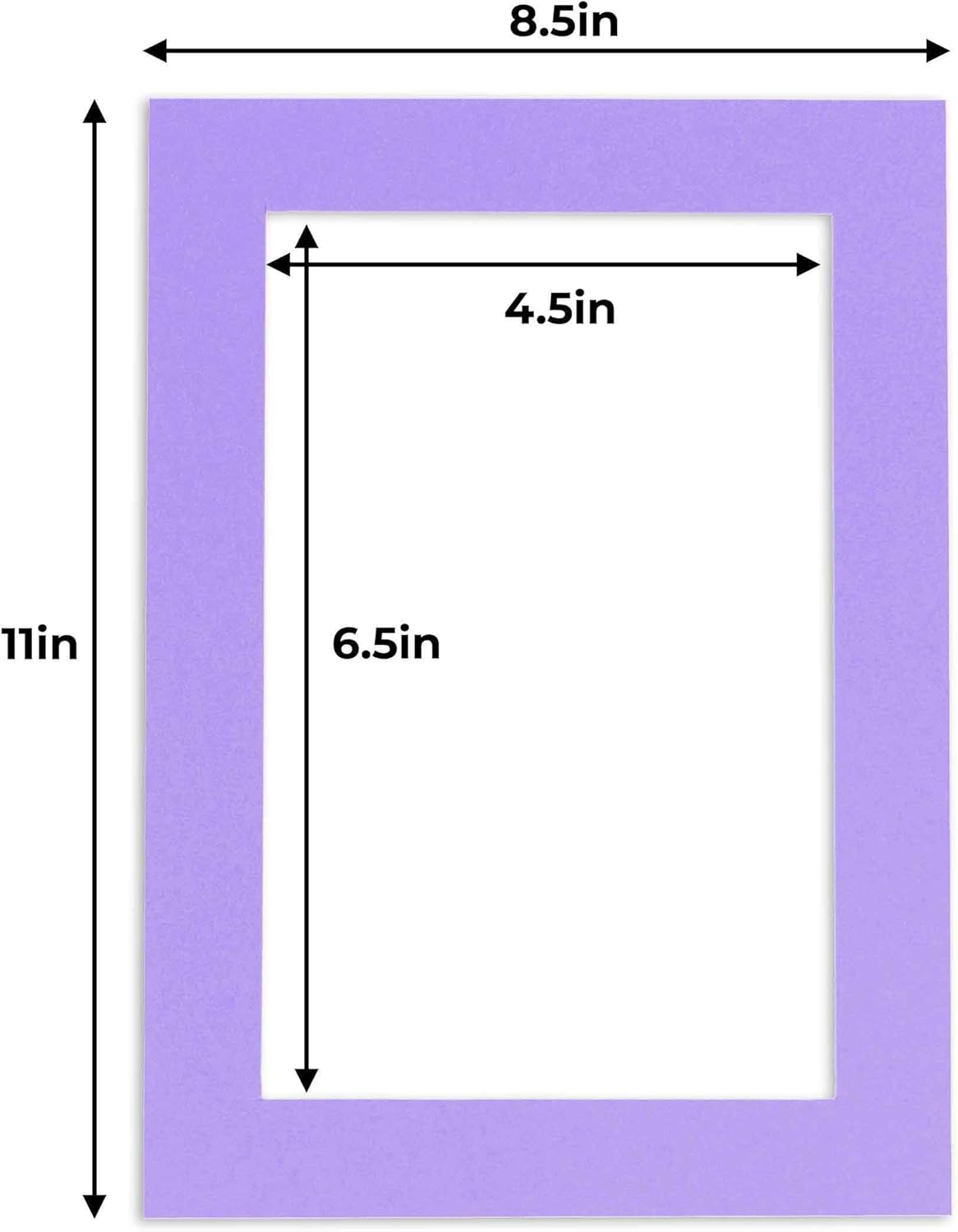 5x7 Mat for 8.5x11 Frame - Precut Mat Board Acid-Free Show Kit with Backing Board, and Clear Bags Light Purple 5x7 Photo Matte Made to Fit a 8.5x11 Picture Frame Matboard for Framing, Pack of 100 Mats