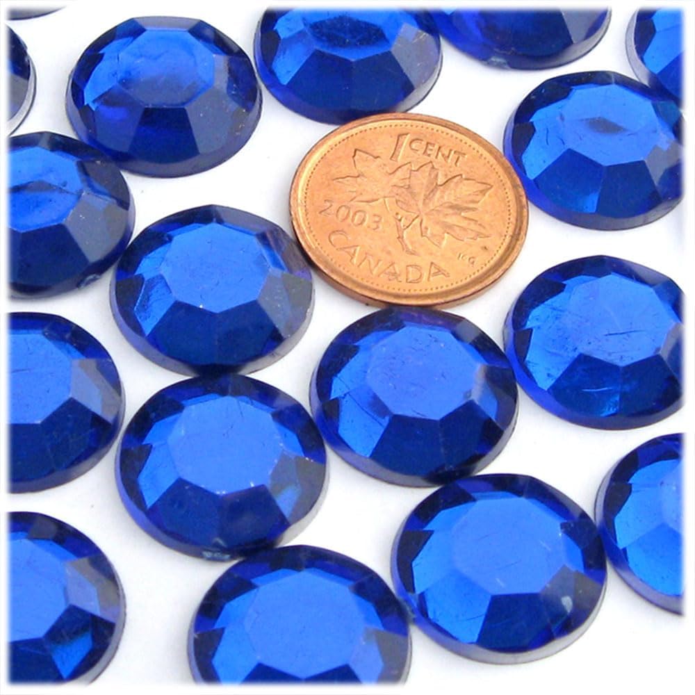 The Crafts Outlet 72pc Rhinestones Round 20mm - Flatback Royal Blue RBL