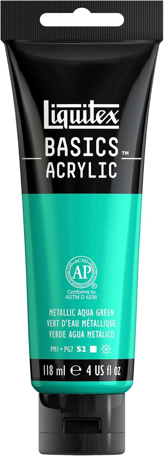 Liquitex BASICS Acrylic Paint, 118ml (4-oz) Tube, Metallic Aqua Green