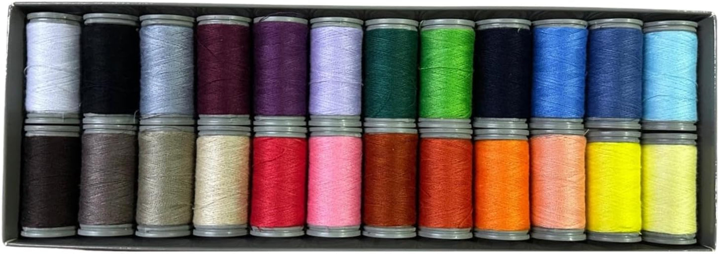 Colorful Serger Sewing Thread - 24 Cones Threads of 500 Yards Each Spool | Sewing Clips Quilting Materials Sewing Machines for Beginners and Heavy-Duty Sewing Machine Threads (24 Color)