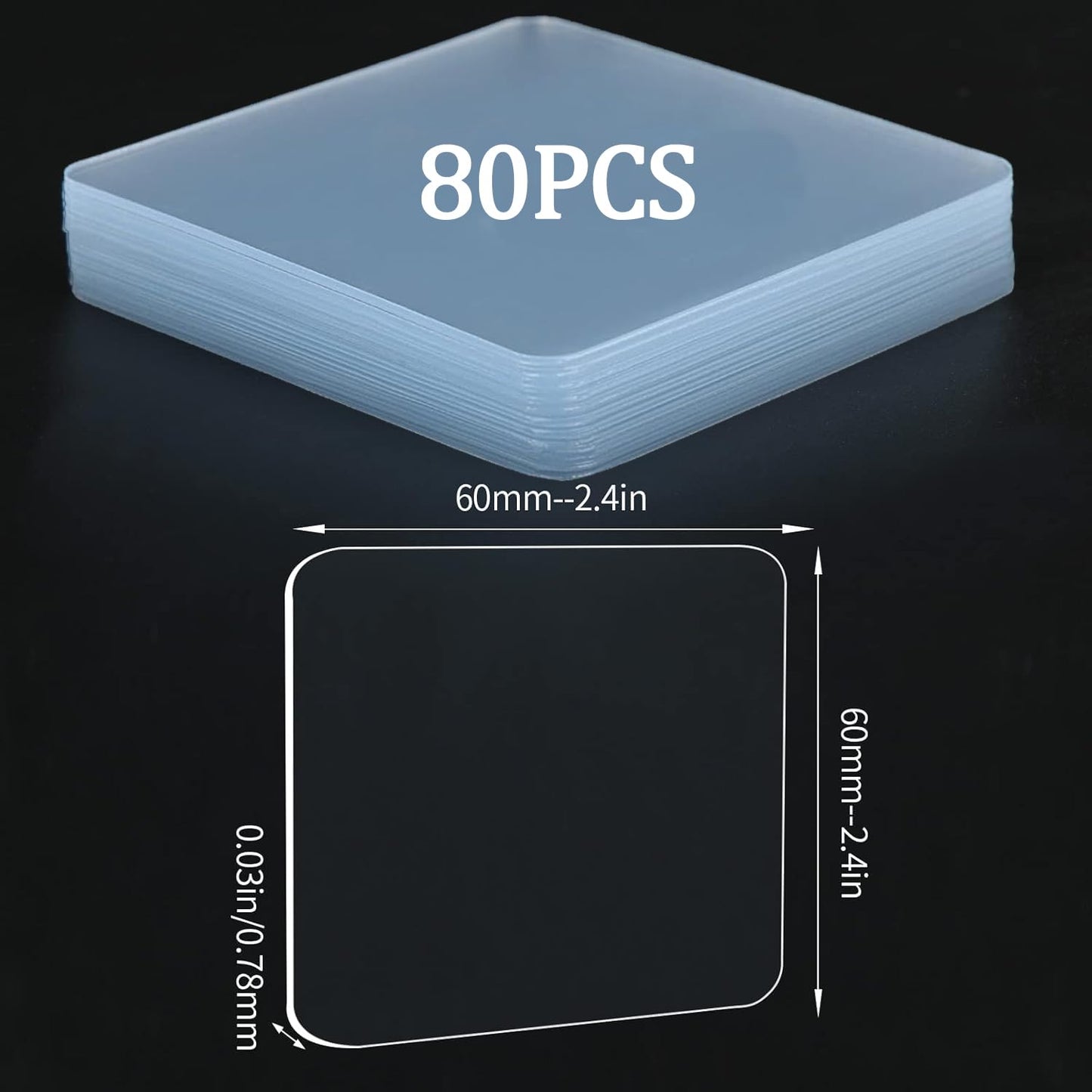 80PCS Premium Double Sided Mounting Squares Clear Tape,Heavy Duty Adhesive Pads for Pictures,Poster Hanging Strips - Strong Sticky Tack,Waterproof Adhesive for Shower,Wall Patch,Sticky Pads