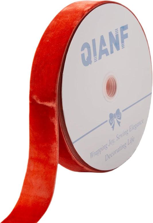 Vintage Terracotta Velvet Ribbon Christmas Ribbon for Gift Wrapping Crafts Christmas Tree Ornaments Garland Decorations, 1-1/2 Inch X 25Yd