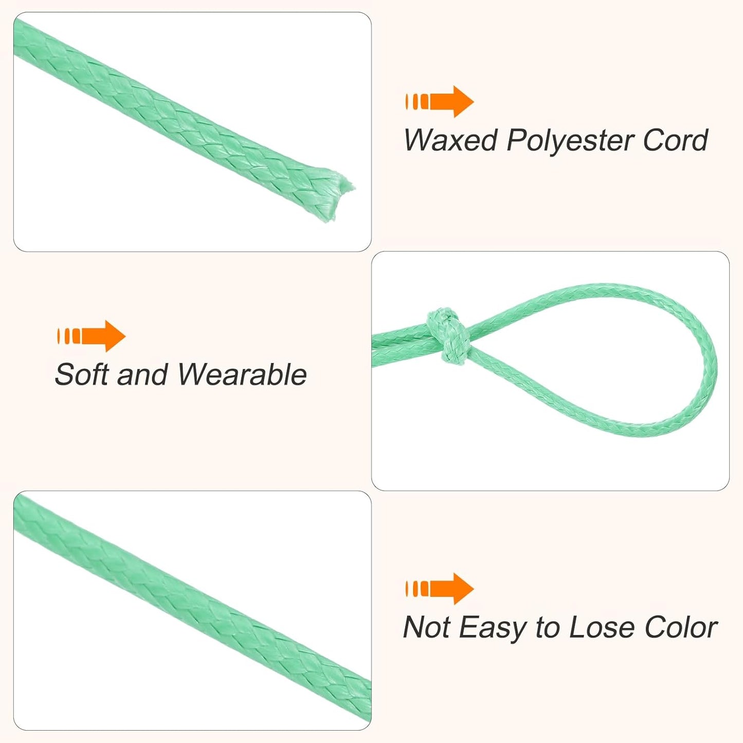 MECCANIXITY Waxed Cord 1mm Waxed Thread 87 Yard Wax String Leather Cord for Bracelet Making, Necklaces, Beading, Jewelry Making and DIY Crafts(Lake Blue)