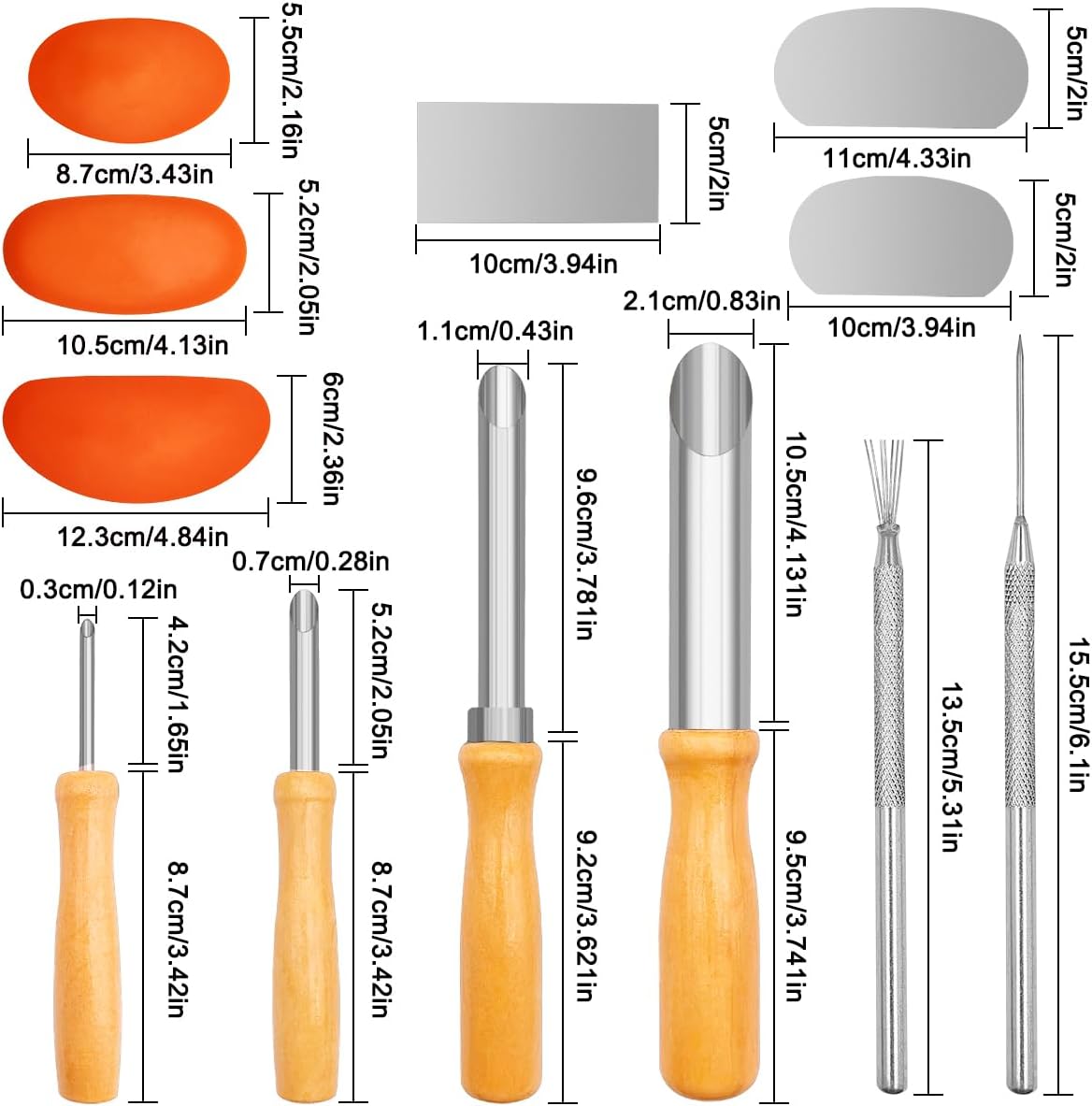 3 Sizes Rubber Pottery Clay Ribs + 3 Pcs Sculpture Pottery Molding Scraper Cutter + 4 Pcs Stainless Steel Circular Clay Hole Cutters + 1 Clay Ceramic Needle + 1 Feather Wire Texture Detail Tools