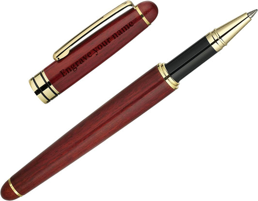 BEILUNER Luxury Personalized Wood Ballpoint Pen Writing Set,Rosewood-Elegant Fancy Nice Gift Pen Set for Signature Executive Business Office Supplies - Christmas Gift Boxed with Extra Refills (Black)