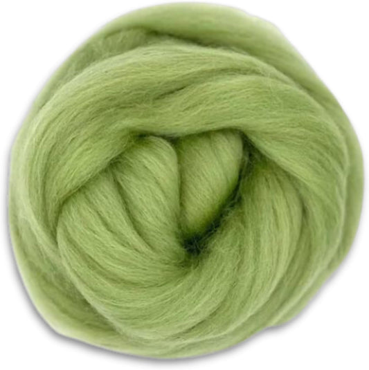 Revolution Fibers Dyed Corriedale Wool | 8.2 Ounces of Premium Combed Wool Top | 26 Micron, 100% Pure Corriedale Wool Roving, Ethically Sourced (Sage Green)