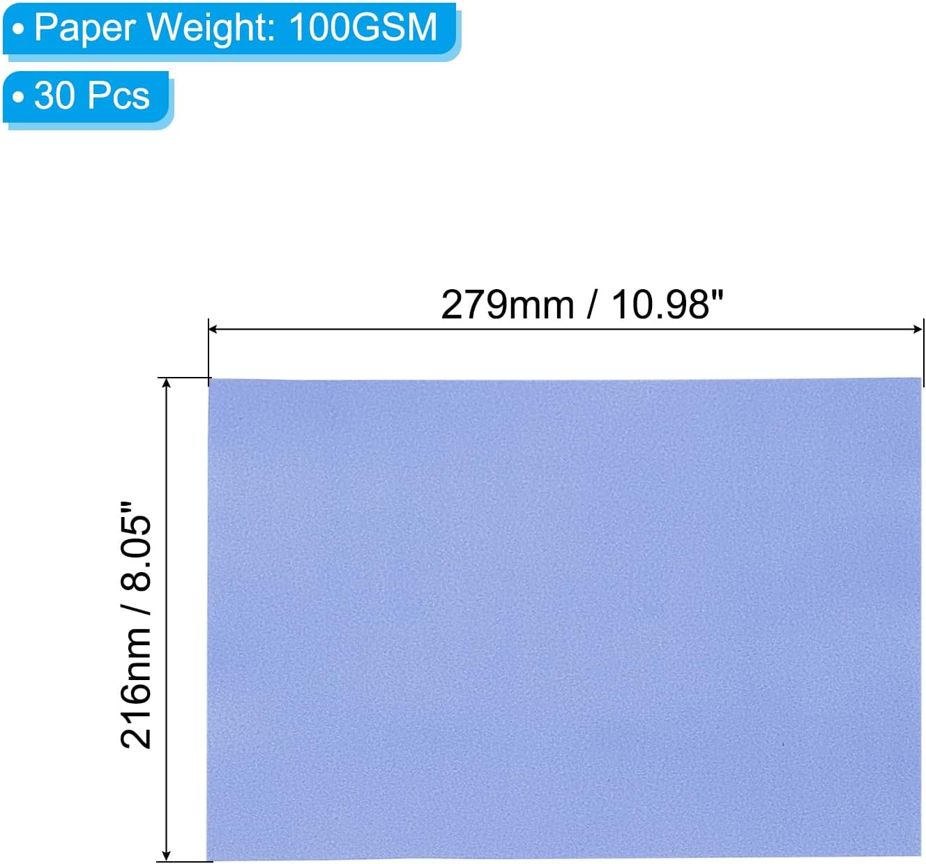 PATIKIL 30 Sheets Vellum Paper 8.5x11inches, Printable Translucent Paper 100GSM Colored for Invitations Laser Inkjet Printing Card Making Crafting Wedding Tracing, Blue
