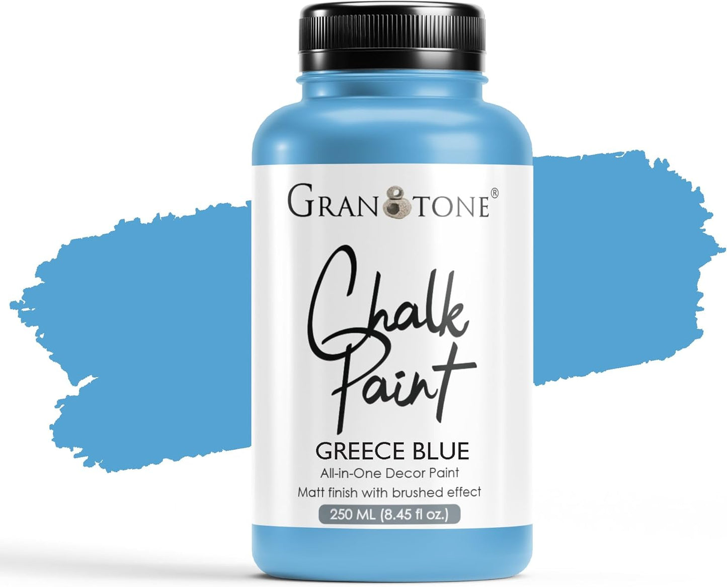 GRANOTONE Chalk Paint for Furniture, Matt-Finish Water-Based Acrylic Paint for Wood, Walls, Metal, Glass, Paper, Fabric Canvas, Maximum Coverage Chalk Paint for Kids & Adults, 250 Ml (GREECE BLUE)