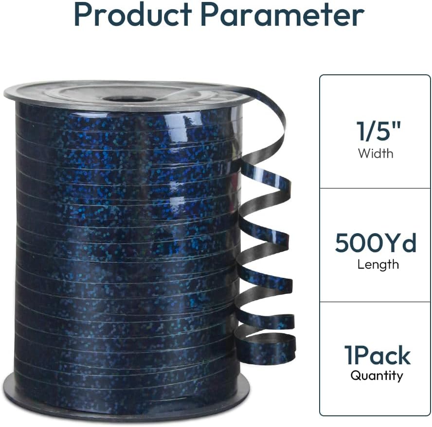 KMER LIFE Premium Black Shiny Curling Shiny Ribbon, 1/5" Wide x 500 Yards Christmas Curling Ribbons for Gift Wrapping, Party Decoration, Balloon String, Ribbons for Florist Flower (1 Roll)