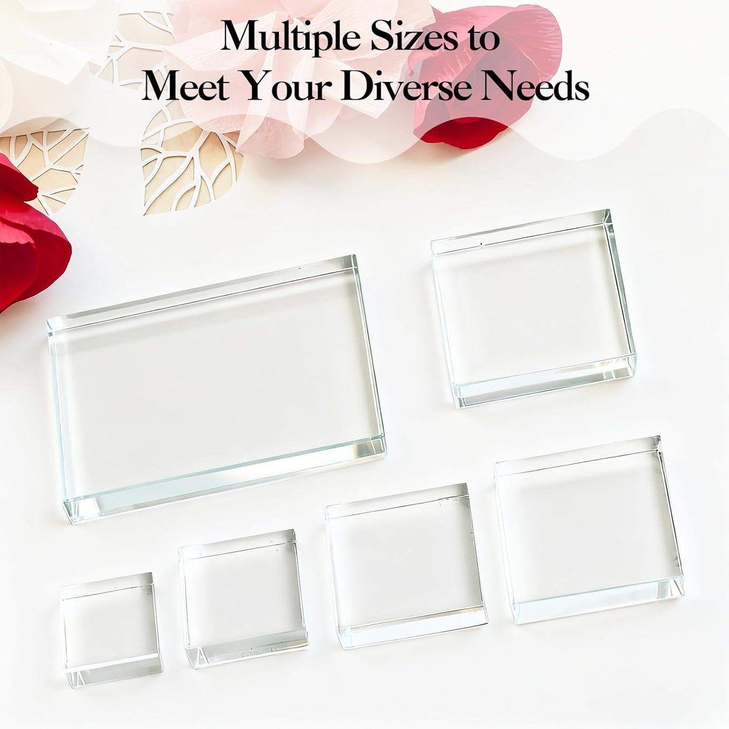 Acrylic Blocks & Stamp Block - 6PCS Clear Display Stand, Acrylic Blocks for Stamping, Jewelry, Cosmetics, Wedding Flat Lay Photography Props
