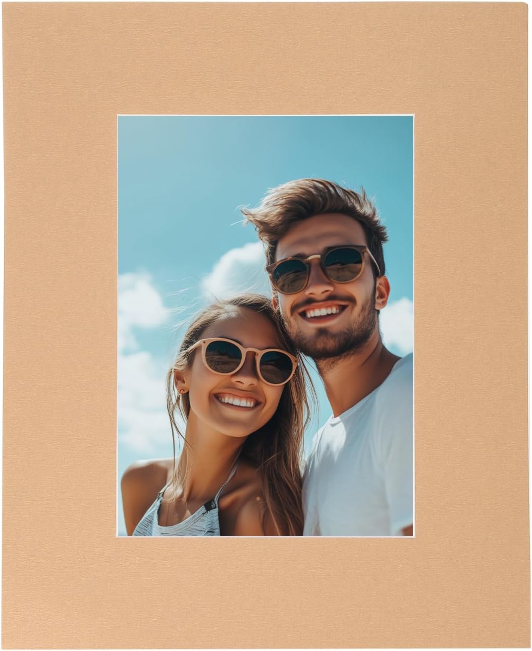 Picture Mats, 8 x 10 for 5 x 7 Pictures Acid Free White Core Bevel Cut Frame Mattes for Display Art Measuring, Kraft Paper Color