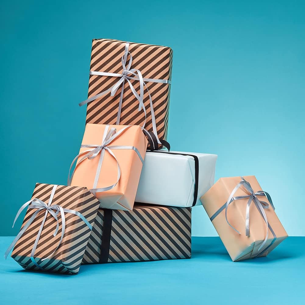 LIUYAXI Silver Double Faced Satin Ribbon, 3/8" X Continuous 100 Yards, Ribbons Perfect for Gift Wrapping Bows Bouquet Wedding Decor DIY Craft and More