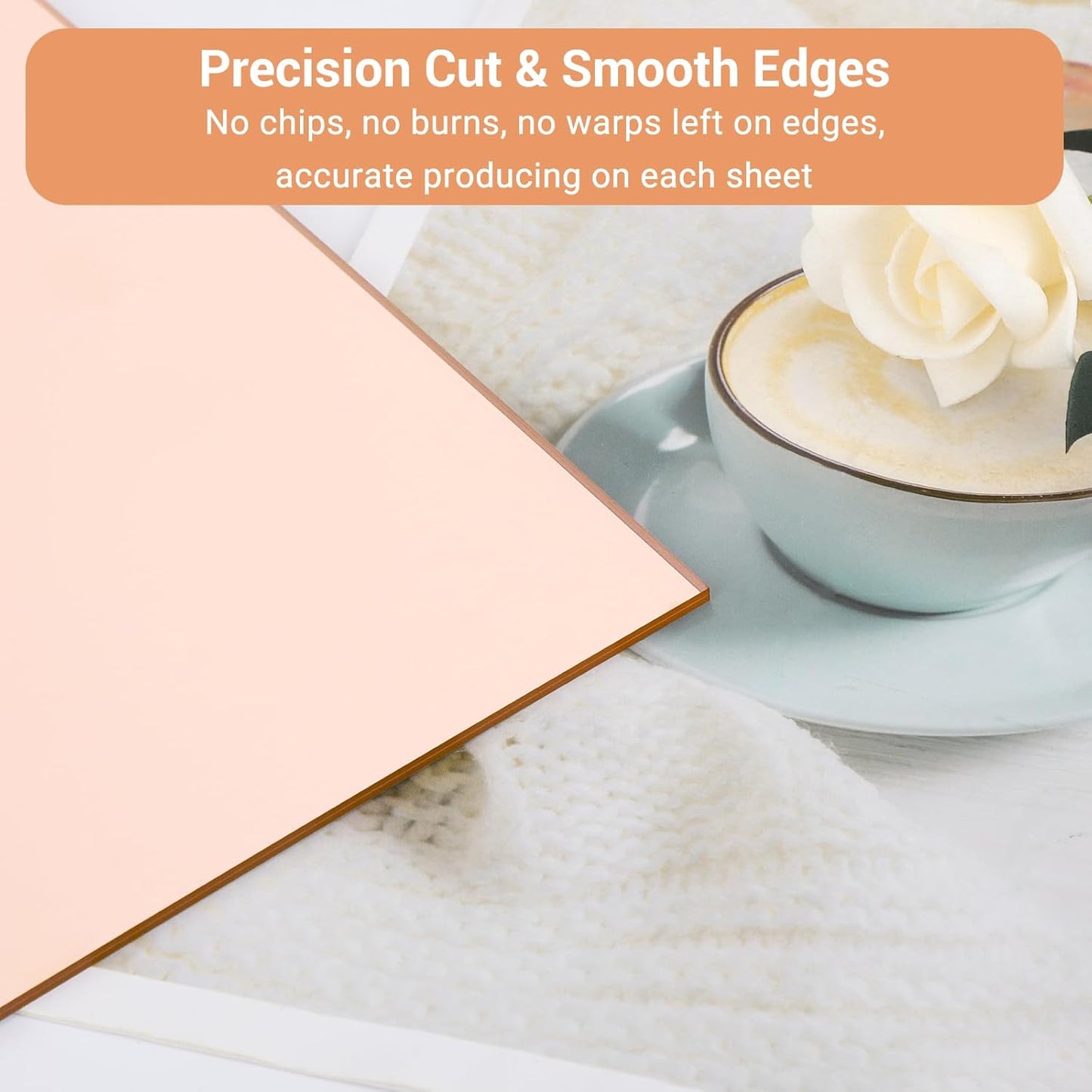Enoin 2pcs 12 x 12 Inch Rose Gold Acrylic Sheet Mirror Plexiglass Sheet 1/8 inch Thick, Mirrors for Wall Home and Commercial Use, DIY Craft, Wall Decor