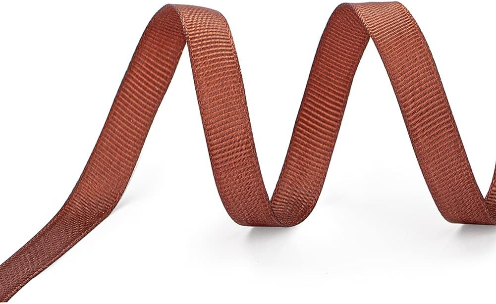 LIUYAXI 3/8" X 50 Yards Solid Brown Grosgrain Ribbon, Perfect for Crafts, Wedding Decor, DIY Hair Accessories, Sewing, Gift Package Wrapping and More
