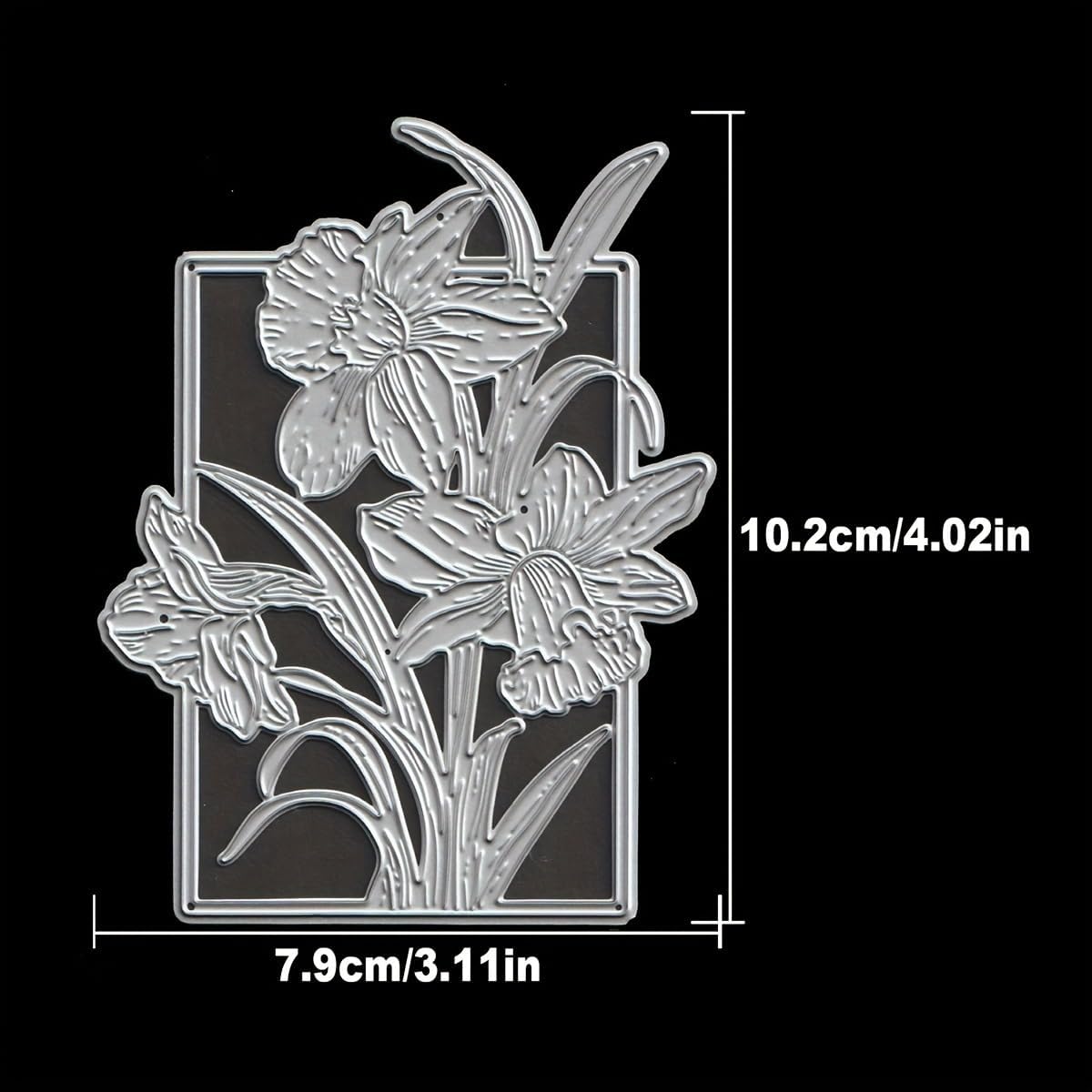 Lapoo Flowers Metal Cutting Die for Scrapbooking - Durable, Cut Stencils for DIY Scrapbook Photo Album Decorative Paper Card, Card Making Supplies, Embossing (Narcissus Flower Frame 4 x 3.1 in)