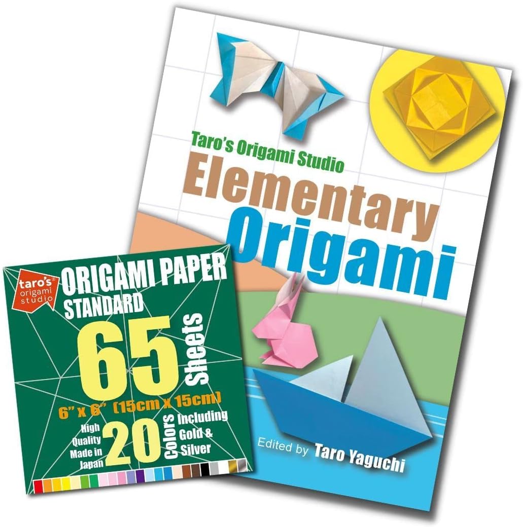 [Taro's Origami Studio] Standard 6 inch 65 Sheet and Easy Origami Book Combo