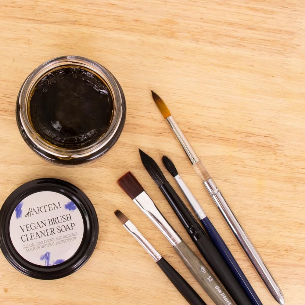 Hartem - Vegan Cream Cleanser Soap and Conditioner for Makeup and Art Brushes, Deep Cleaning and Restoration with Vegetable Oils to Protect Your Brushes, 100 g (3.38 oz)