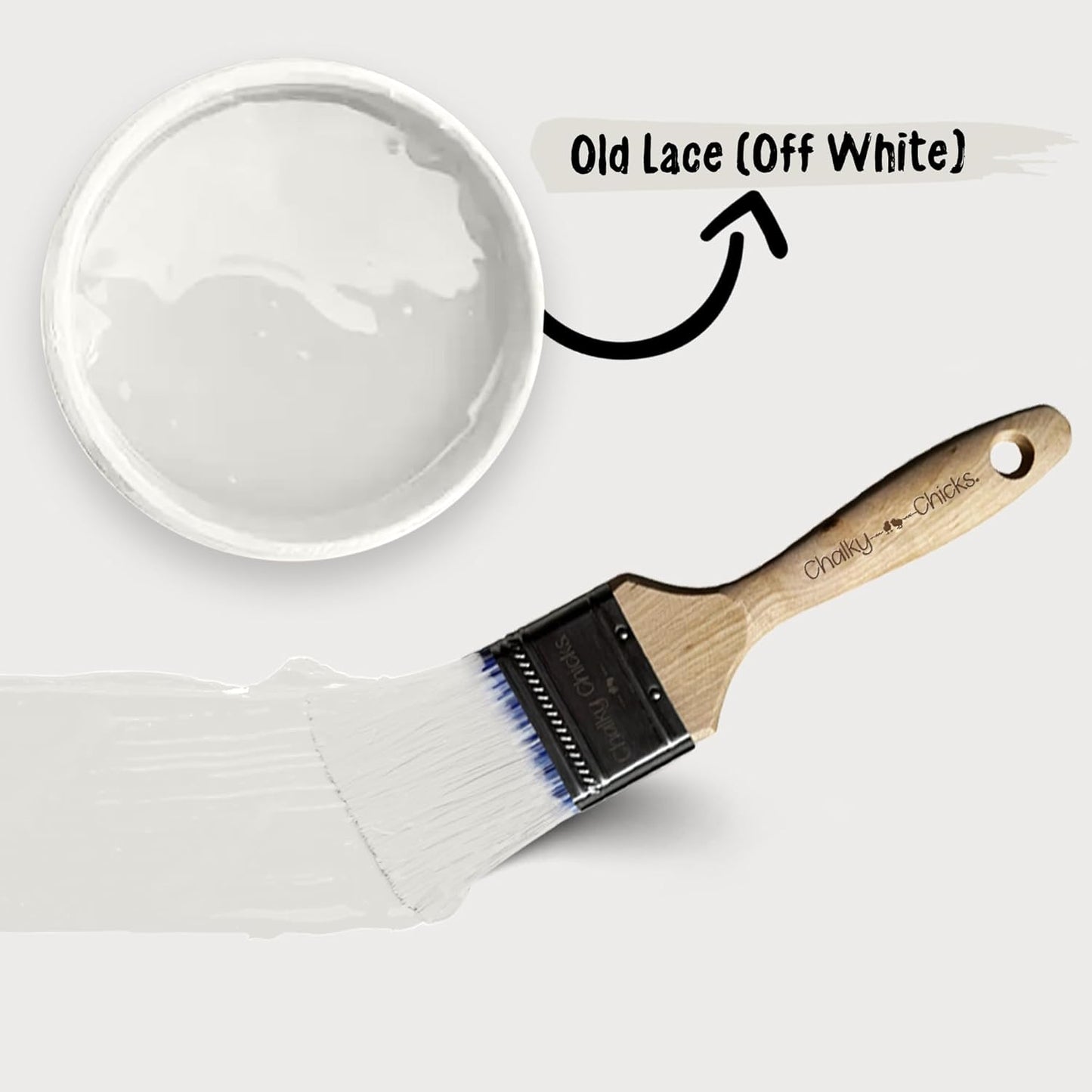 Chalky Chicks All-in-One Chalk Paint for Furniture or Cabinet - 8 Fl Oz - Matte Finish Old Lace (Off White) for Metal, Wood Furniture Paint - No Sanding All-in-One for Home Decor & Crafts, USA Made