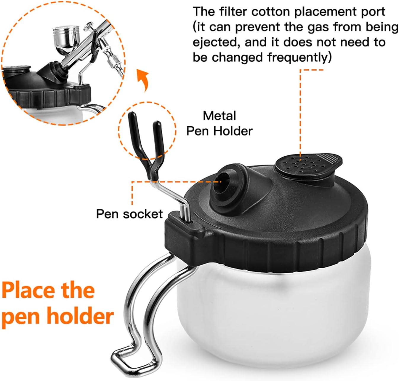 JOYABEST Multi-Purpose AirbrushCleaning Pot Airbrush Washing Tool, Spray Gun CleanerAir BrushGlassJar with Holder Station