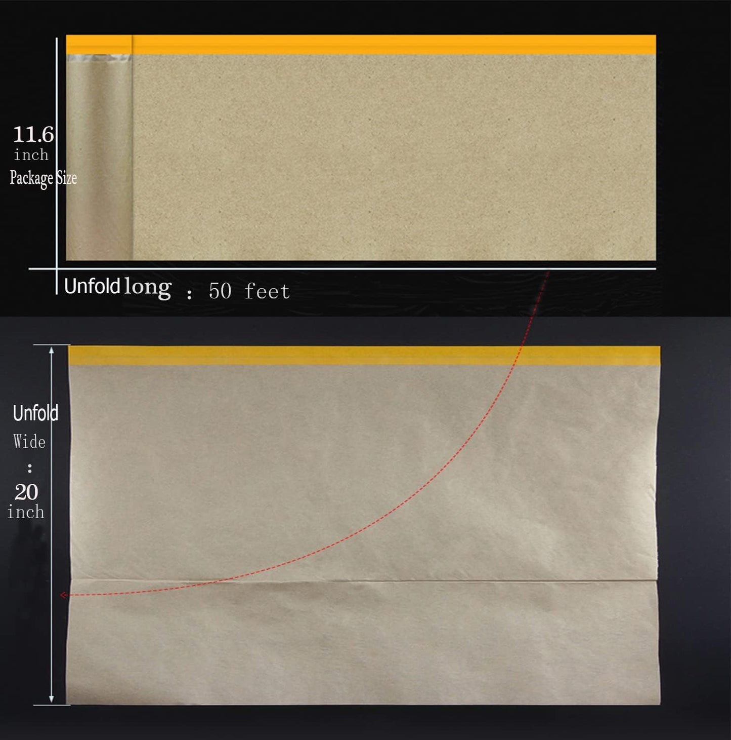 Masking Paper, Paint Masking Paper with Adhesive,20 Inch x 50 Feet Painters Paper Roll, Tape and Drape Painters Paper, for Auto Body Masking, Wall Covering and Paint Masking (2Rolls)