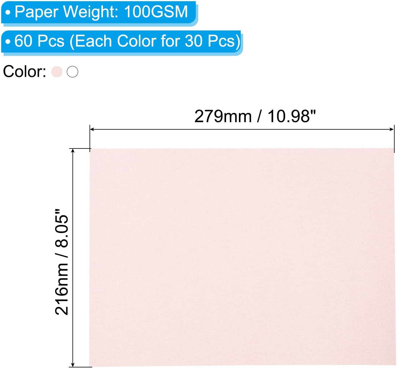 PATIKIL 60 Sheets Vellum Paper 8.5x11inches, Printable Translucent Paper 100GSM Colored for Invitations Laser Inkjet Printing Card Making Crafting Wedding Tracing, Pink/White