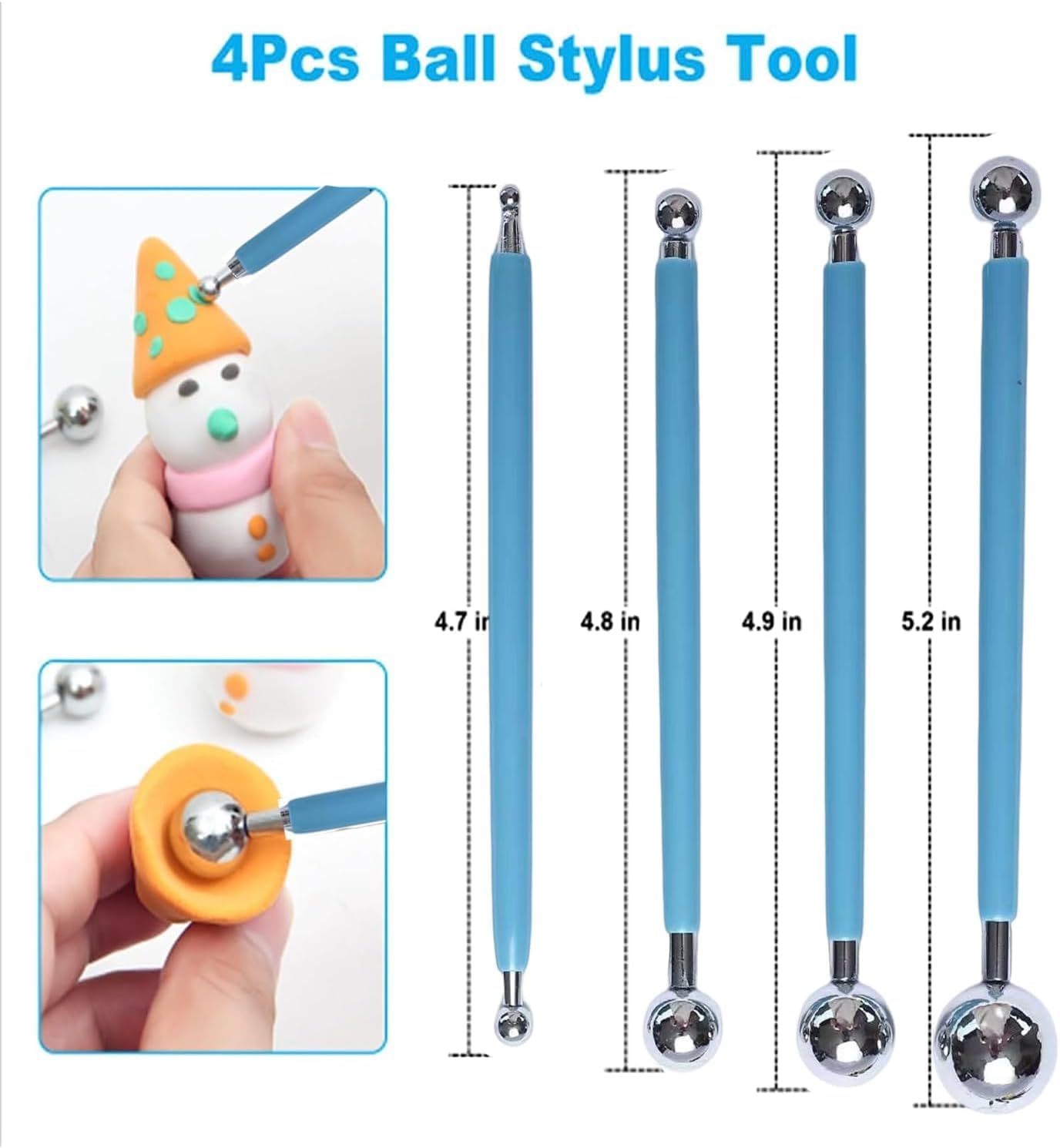 15 PCS Basic Polymer Clay Tools, Dotting Tools, Clay Sculpting Tools Acrylic Roller Pin, Clear Rectangle Sheet Press Board, Double-Ended Pottery Carving Set for Beginner