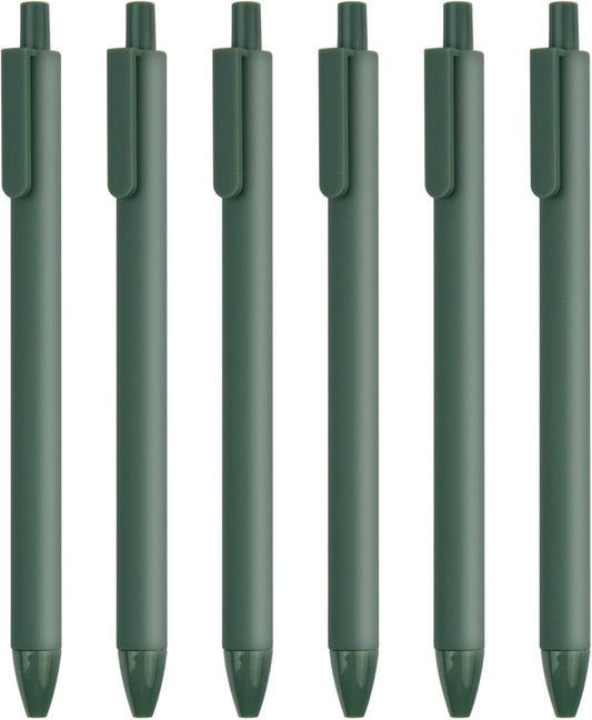 ldcrea Green Gel Pens 0.5 Fine Tip, Black Ink, Silky Grip, 6 Pack