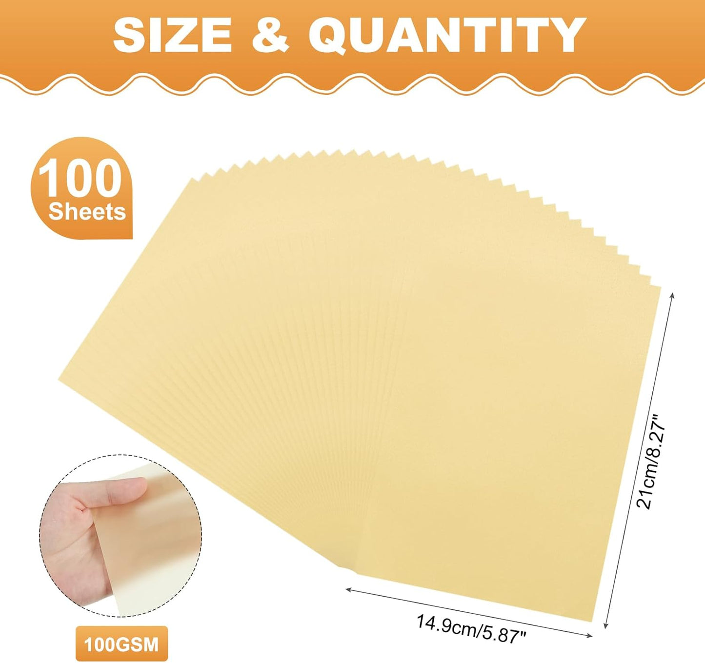 MECCANIXITY 100 Sheet Colored Vellum Paper 5.9" x 8.3", 100gsm Translucent Printable Vellum Sheets for Printing Wedding Invitations Inkjet Laser Printer, Gold