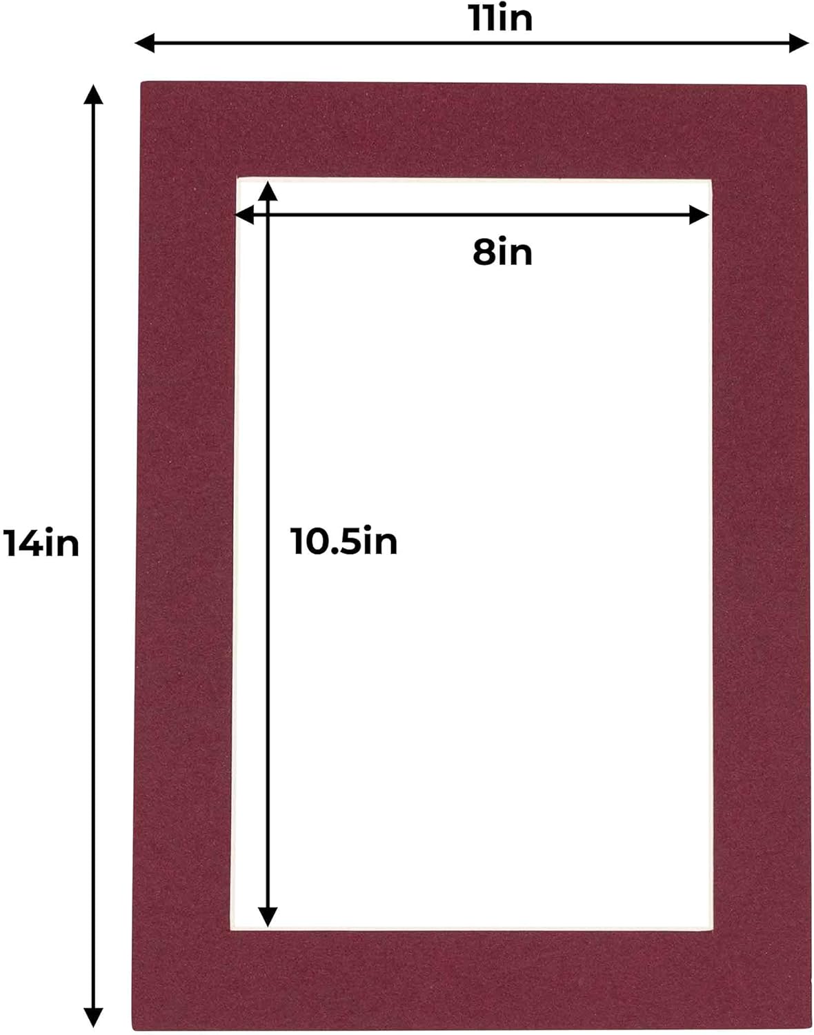 Poster Palooza 11x14 Mat for 8.5x11 Photo - Precut Maroon Picture Matboard for Frames Measuring 11 x 14 Inches - Bevel Cut Matte to Display Art Measuring 8.5 x 11 Inches - Acid Free Pack of 100 MATS