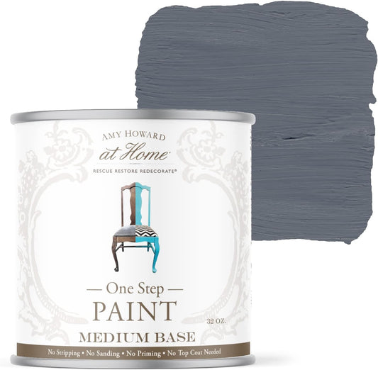 AMY HOWARD AT HOME Chalk-Based One Step Paint for Furniture, Cabinetry, Decor, Finish, and More | No Stripping, Sanding, or Priming | Medium Base | 16 Ounce | Vanderbilt Gray