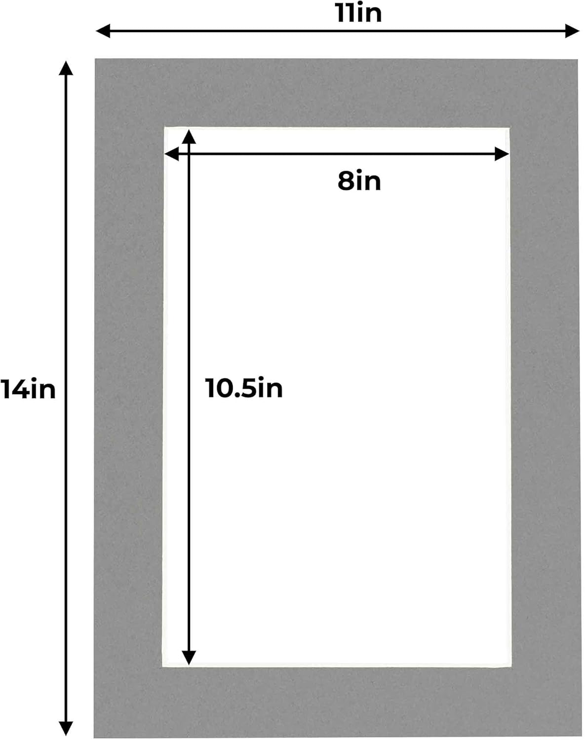 11x14 Mat for 8.5x11 Photo - Precut Mid Grey Picture Matboard for Frames Measuring 11 x 14 Inches - Bevel Cut Matte to Display Art Measuring 8.5 x 11 Inches - Acid Free Pack of 25 MATS