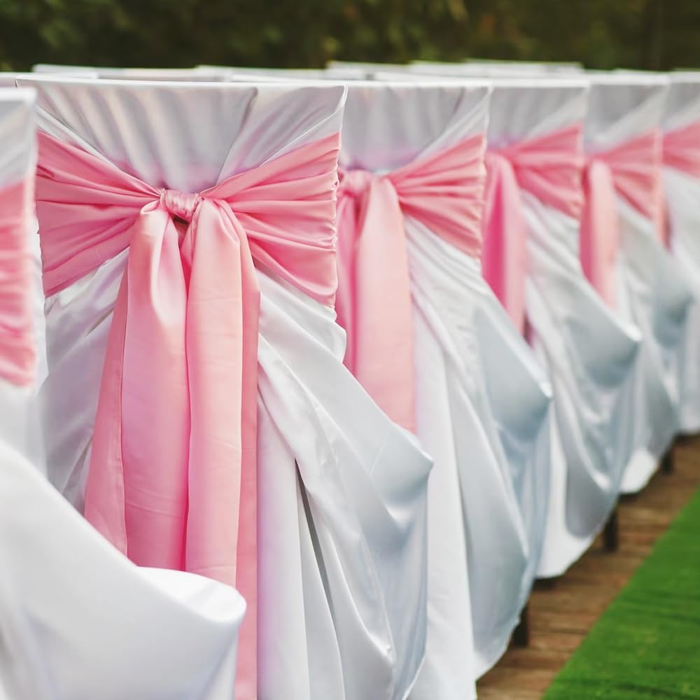 3" Width x 25 Yards Satin Fabric Ribbon, Pink Ribbon Perfect for Wedding Car, Chair Sash, Grand Opening Ceremony, Big Bows, Embroidery, Floral Crafts, Party Decoration