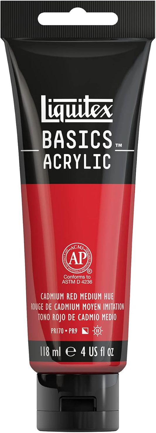Liquitex BASICS Acrylic Paint, 118ml (4-oz) Tube, Cadmium Red Medium Hue