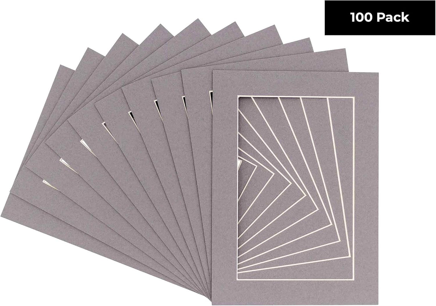 11x14 Mat for 8.5x11 Photo - Precut Charcoal Picture Matboard for Frames 11 x 14 Inches - Bevel Cut Matte to Display Art 8.5 x 11 Inches - Acid Free Pack of 100 MATS with Backing Boards & Clear Bags