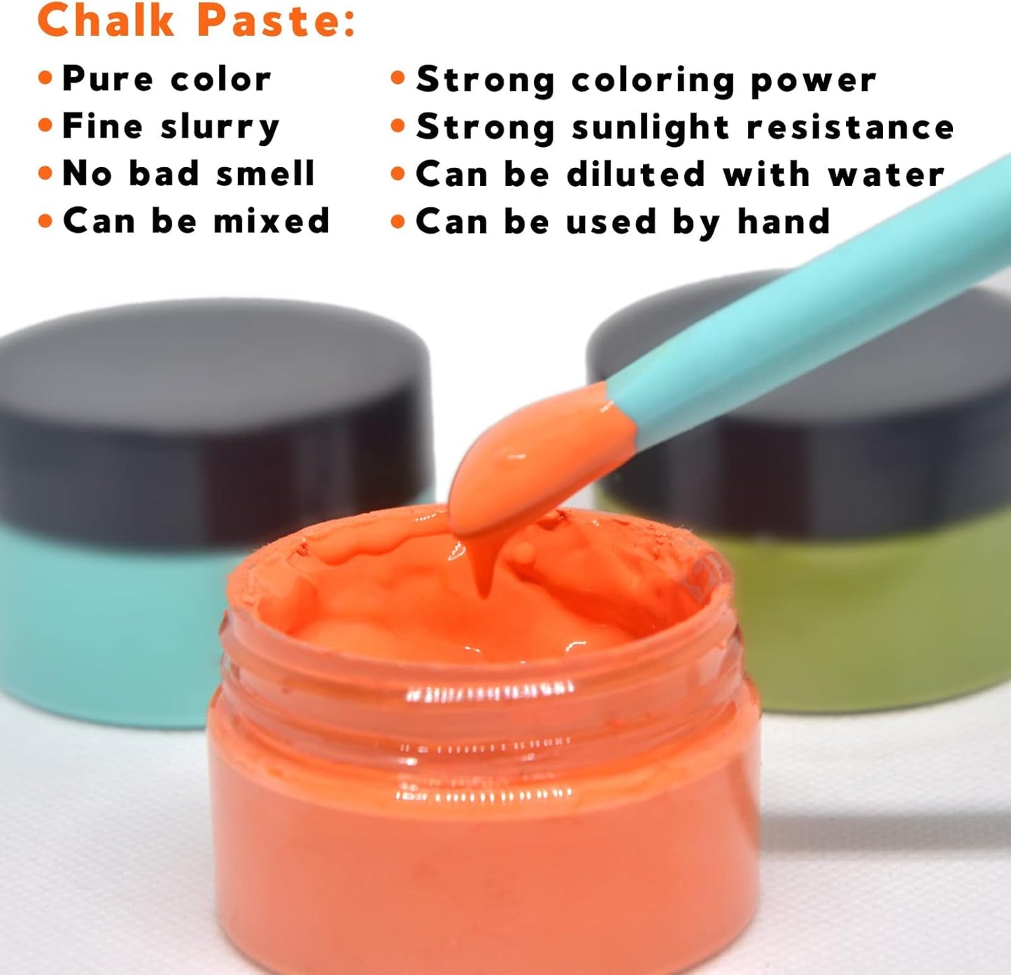 BOOLOOEN 8PCS Chalk Paste with 3 Mini Squeegee, Screen Printing Ink, Chalk Paste for Stencils, Reusable Self-Adhesive Stencil Paste Starter Kit, Handmade DIY Home