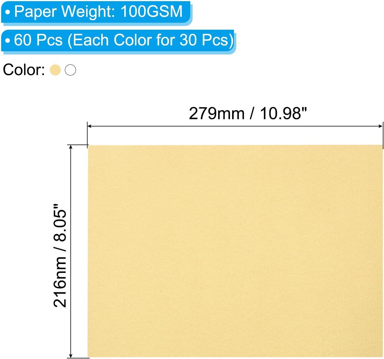 PATIKIL 60 Sheets Vellum Paper 8.5x11inches, Printable Translucent Paper 100GSM Colored for Invitations Laser Inkjet Printing Card Making Crafting Wedding Tracing, Beige Gold/White